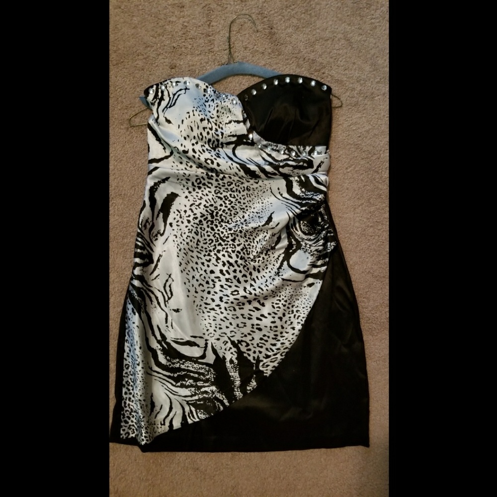 Black animal print dress